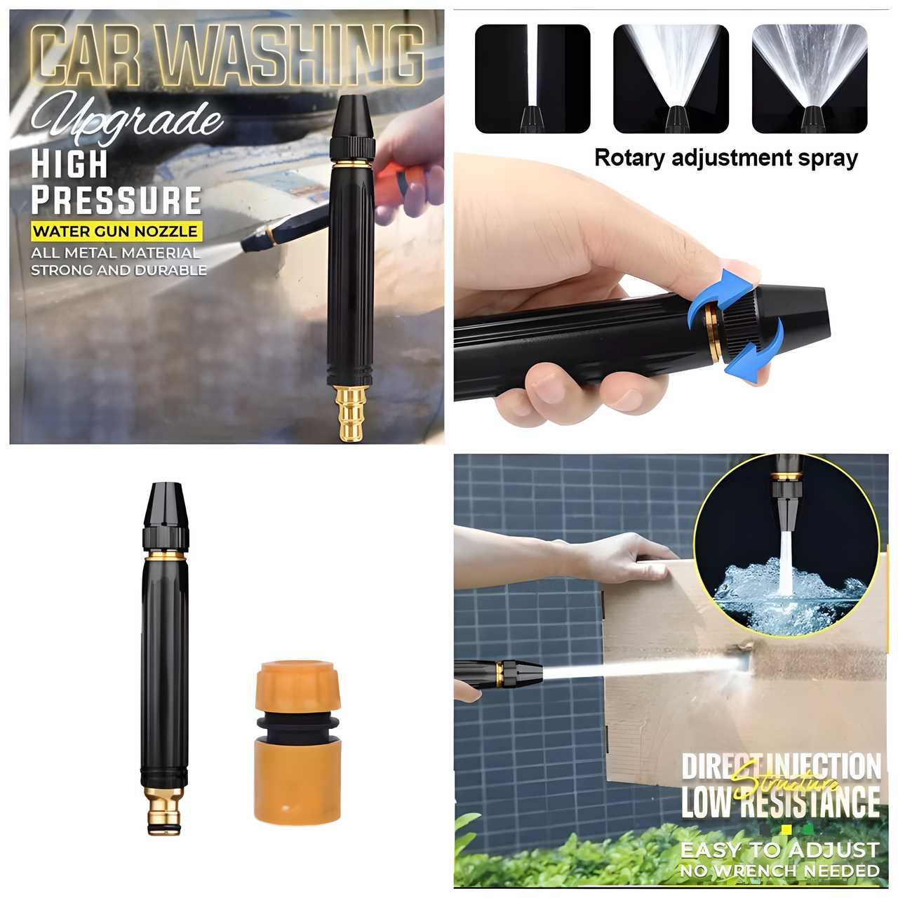 Portable High Pressure Washing Water Nozzle (Black).Apply Code UPI5OFF to avail 5%Off