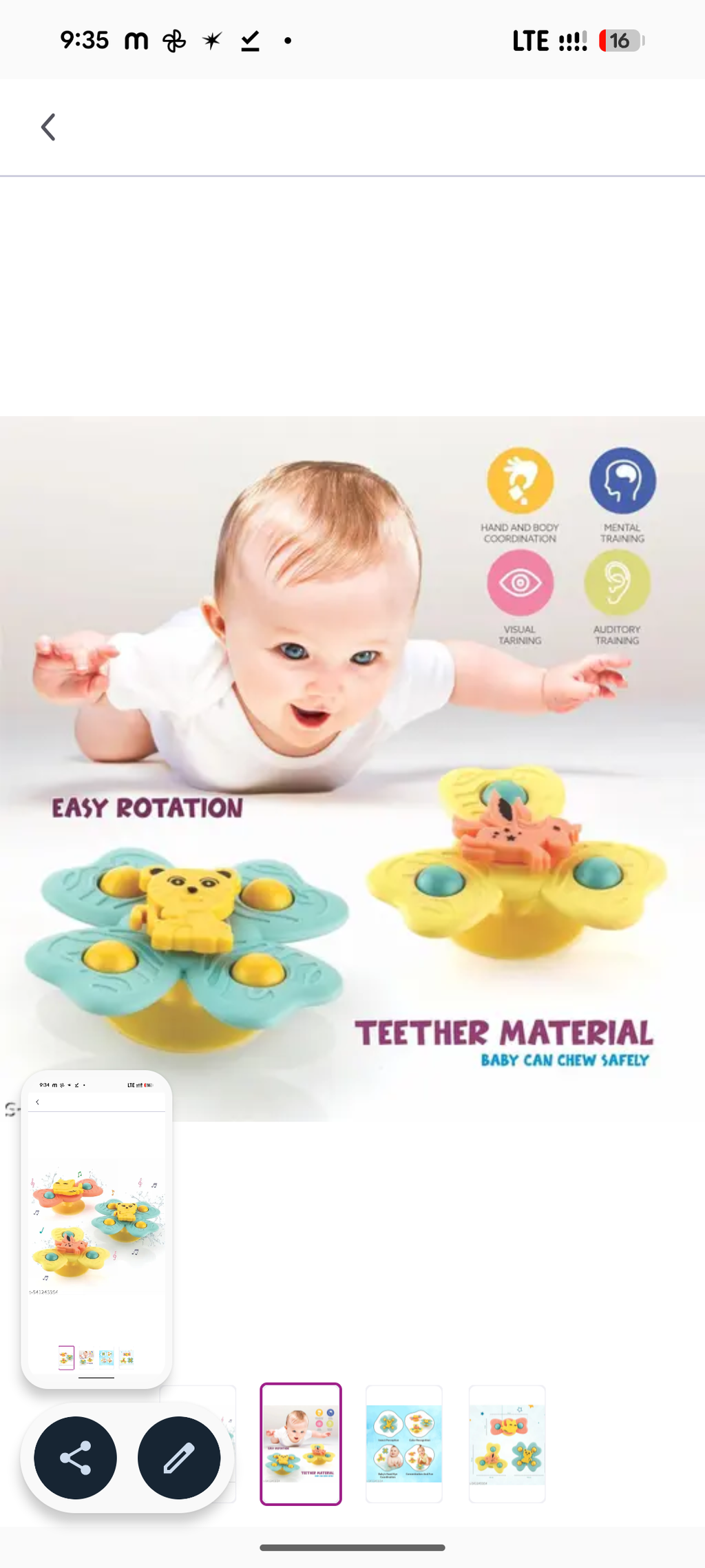 3PCS Suction Cup Spinner Toys for 6 12 18 Months