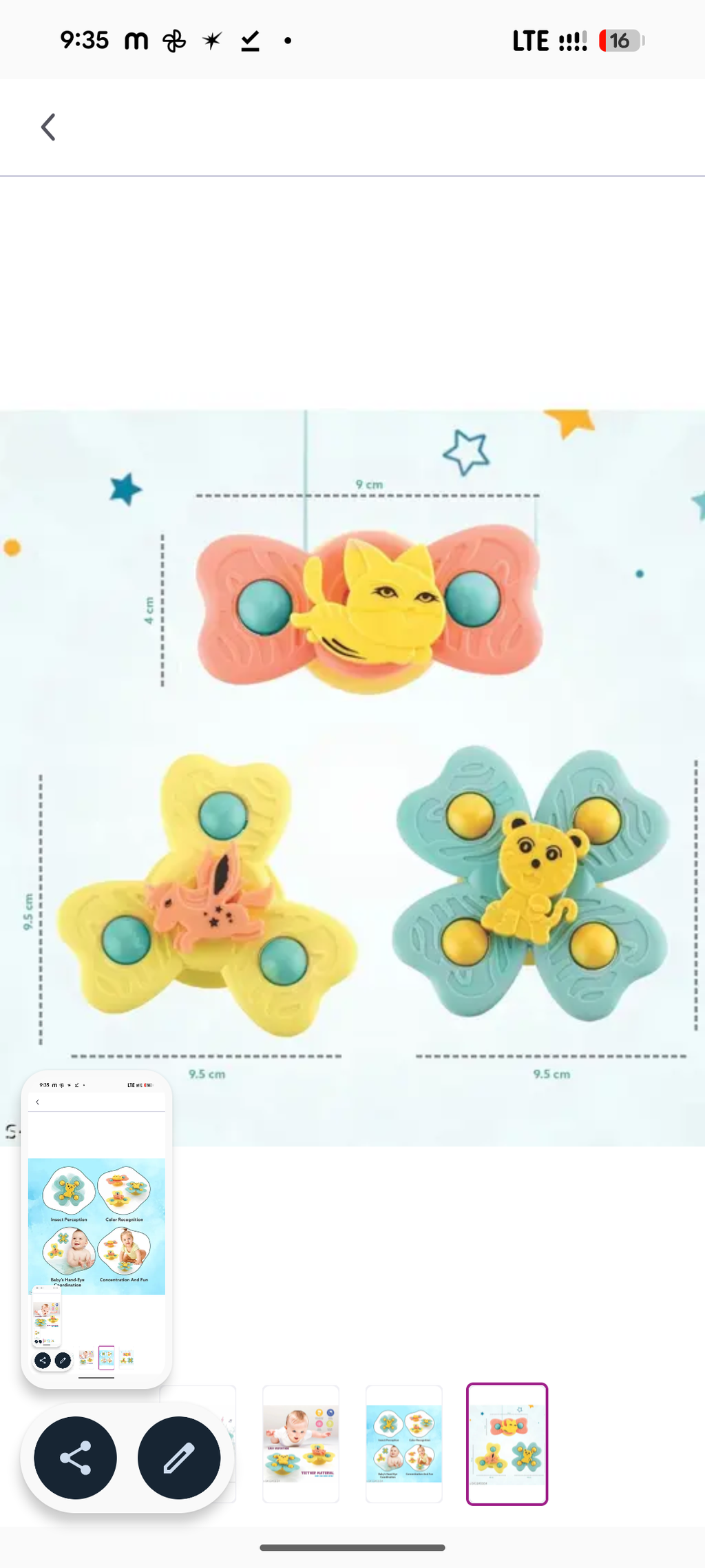 3PCS Suction Cup Spinner Toys for 6 12 18 Months